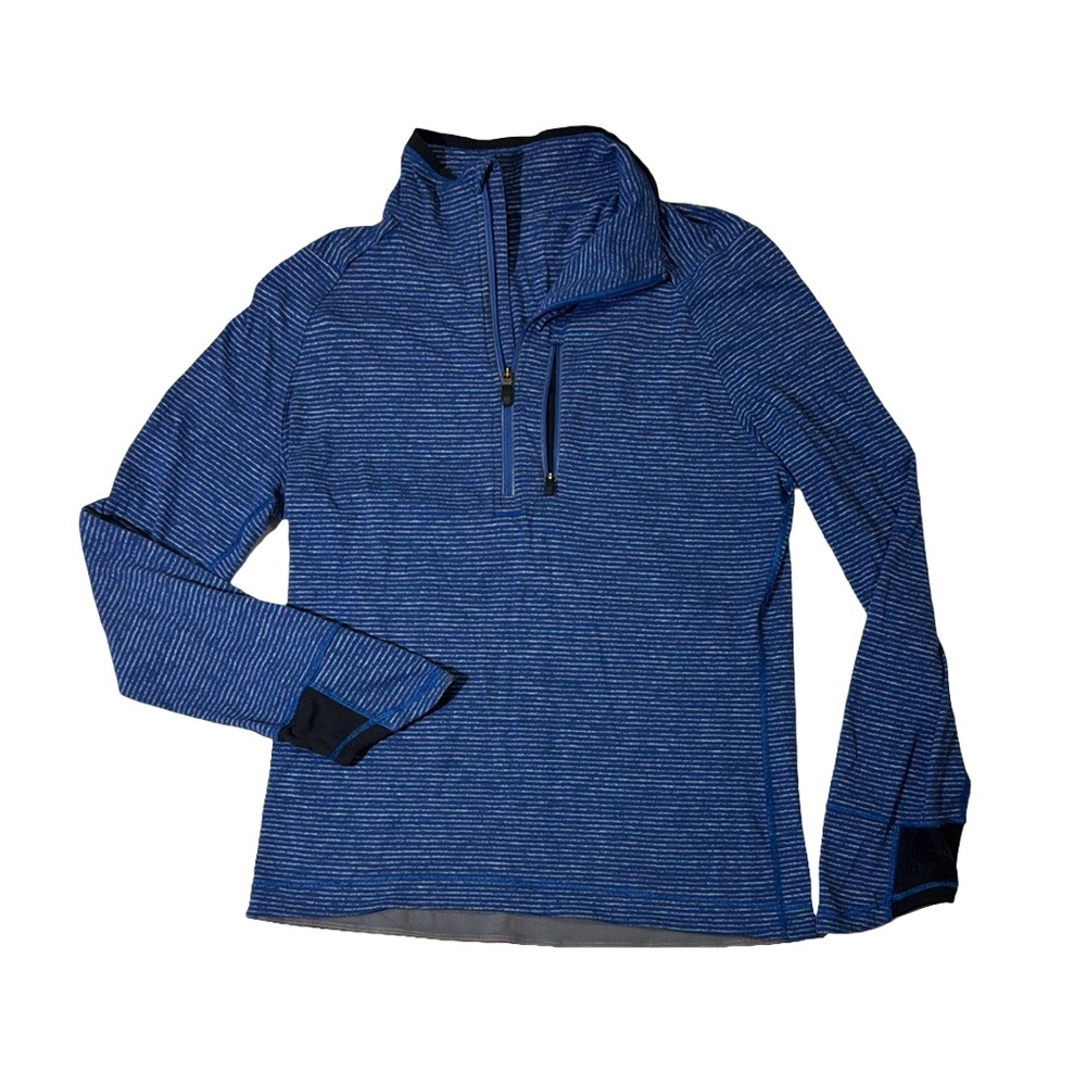 Lululemon mens M Medium blue gray 1/4 zip running performance sweater EUC
